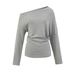 AP25521-25 Summer New Style Hot Girl Sexy Off-Shoulder One-Shoulder Long Sleeve Base Shirt T-Shirt_voghion.com