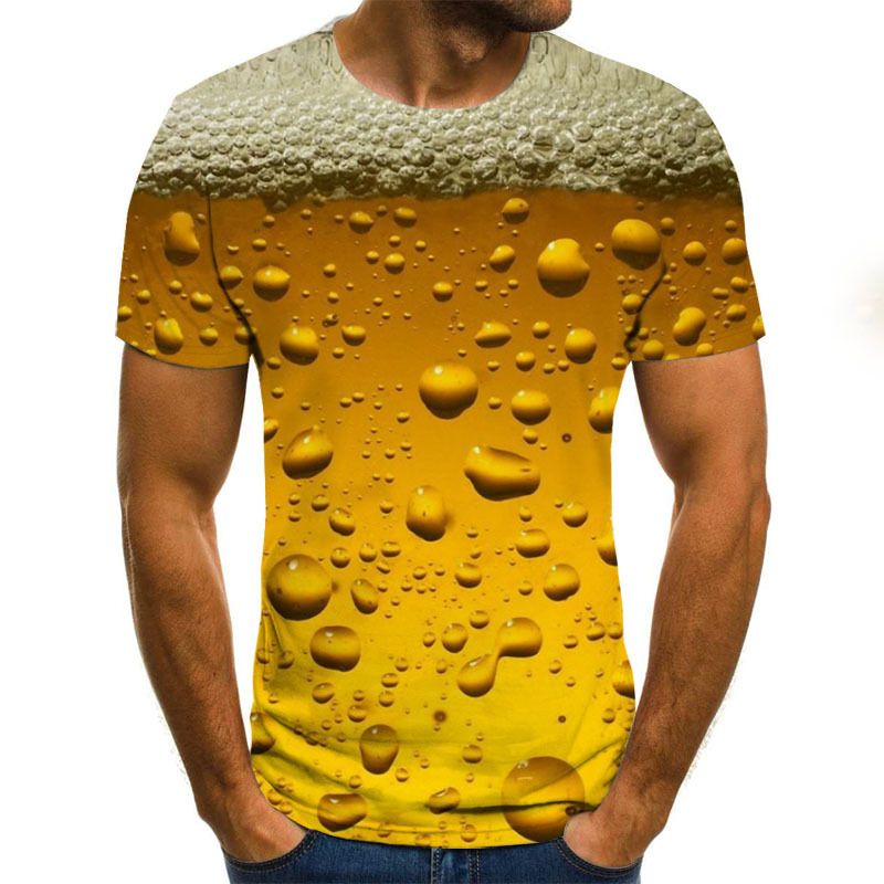 2023 Neues grenzüberschreitendes Bierblasen-3D-Digitaldruck-T-Shirt für Männer und Frauen_voghion.com