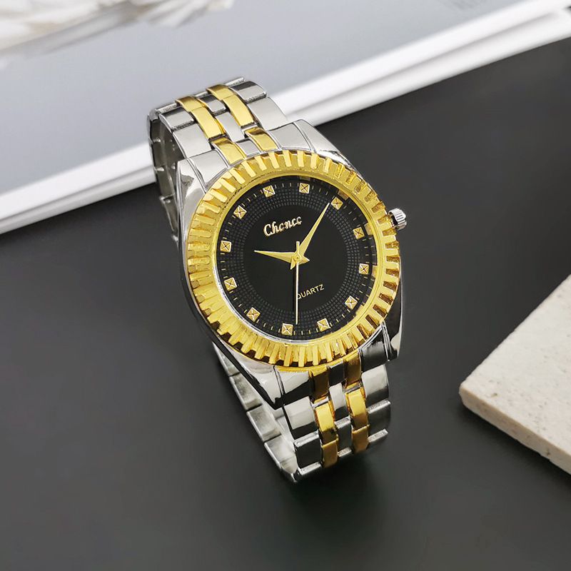 Couple Watches Fashion Room Gold Quartz Alloy Set Steel Band Men's And Women's Watch Lover's Watches _voghion.com