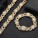 Set di collana e bracciale a catena cubana, stile hip hop, catena a strati con zirconi placcati in oro e argento, larghezza 8 mm, pezzo unisex per abbigliamento casual._voghion.com