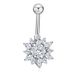 Fashion Ring Stainless Steel Zircon Stud Chrysanthemum Shape Navel Button European And American Trendy Piercing Jewelry_voghion.com