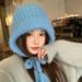 Blauwe bivakmuts voor dames, warme, oorbeschermende gebreide wollen muts voor herfst en winter, afslankende, koudebestendige hoofddoek_voghion.com
