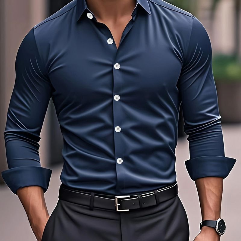 Camicie casual alla moda maschile Abbigliamento maschile Camicie a maniche lunghe popolari europee e americane_voghion.com