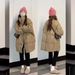 Women's Winter Down Cotton Coat, Thickened Long Puffer Jacket, Korean Style Loose Fit Stand Collar Outerwear With Pockets (Black, Khaki, Gray)_voghion.com