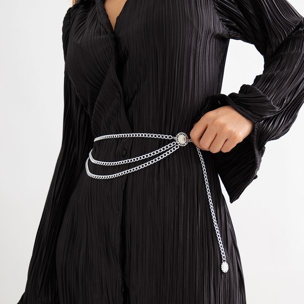 Chaîne de corps exagérée multicouche en alliage unisexe tendance pour femmes chaîne de ceinture photo de rue rétro tête de reine_voghion.com