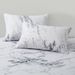 Grey White Marble Patterned Polyester 3D Printed Fitted Bed Sheet Set With Pillowcases_voghion.com