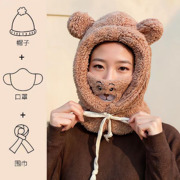 Weiblicher Herbst und Winter Vielseitiger Neuer 2025 Internet-Promi-Kapuzenschal Handschuhe Integrierter warmer Fahrradschal_voghion.com