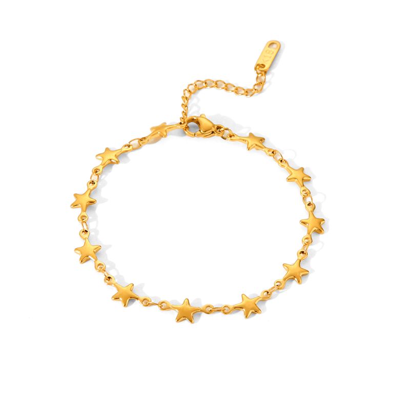 Collier chaîne étoile mignon ou bracelet pour femme et fille, élégant ras du cou à maillons en acier inoxydable plaqué or, bijoux, accessoires, cadeau_voghion.com