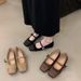 Flache, quadratische Patchwork-Mary-Jane-Schuhe für Damen_voghion.com