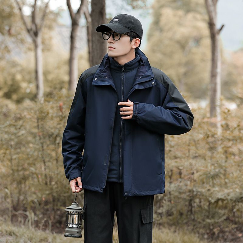 utomhus pars tvådelade jacka med korall sammetsfoder för män och kvinnor, vindtät skid- och bergsklättrarjacka_voghion.com