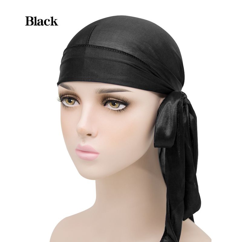 Cappellini elastici in raso da uomo e da donna, cappelli da pirata a coda lunga in seta, durag in seta_voghion.com