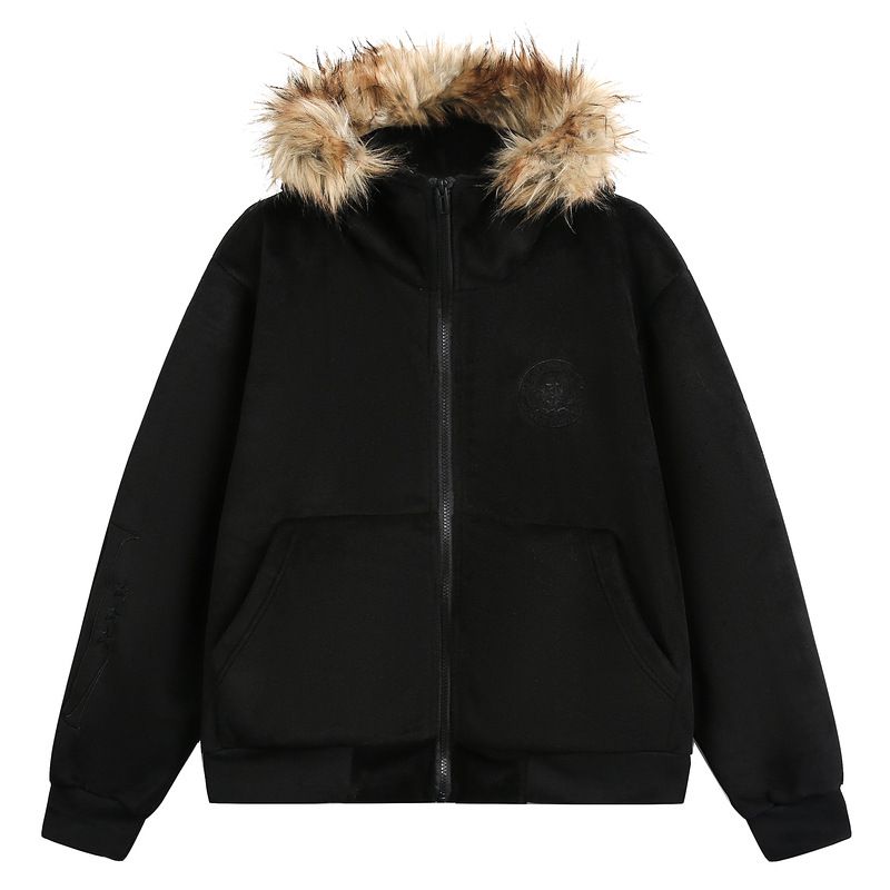 Giacca con cappuccio e cerniera foderata in pile di ispirazione vintage – Cappotto unisex oversize da streetwear per autunno e inverno (S-XL)_voghion.com