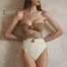 Women's Clothing New One Piece Swimsuit Female Gold Plated Round Button Decoration Three Color Hollow Splicing Sexy Swimsuit_voghion.com
