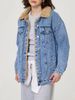 "Giacca in denim foderata in pile da donna - Cappotto invernale oversize, misto cotone con colletto in sherpa, capo streetwear essenziale per il freddo"_voghion.com
