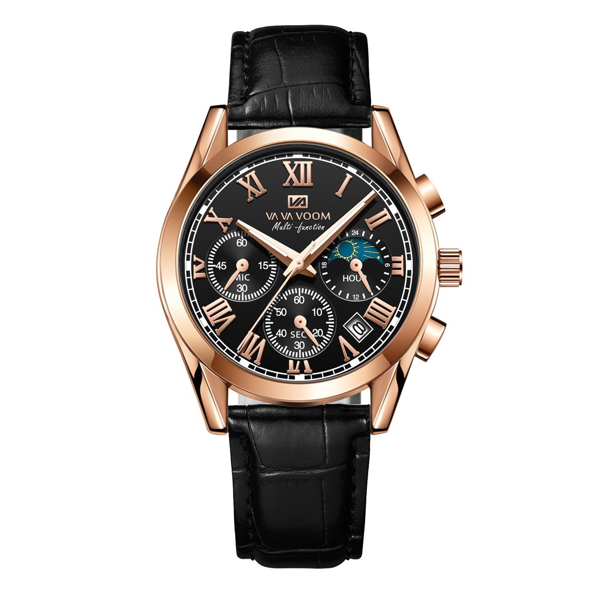 VAVAVOOM Brandneue Herrenuhr mit Multifunktions-Wasserdichter Gürtelkalender Leuchtnadel_voghion.com