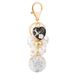 Exquisite diamond studded round pearl string small fragrance keychain clothes 5-character metal decoration bag pendant_voghion.com