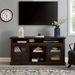 Contemporary TV Media Stand Modern Entertainment Console For TV Up To 65' With Open And Closed Storage Space, Brown, 60'W*15.75'D*29'H_voghion.com
