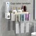 Wall Mounted Space-saving Bathroom Rack Toothpaste Dispenser With Toothbrush Holder And Gargle Cups_voghion.com