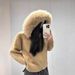Retro Knit Cardigan Women's Oversized Hooded Sweater Coat With Faux Fur Collar Fashion Trends Oversized_voghion.com
