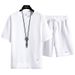 Männerkleeder Casual Sportskostüm Summer Äis Trend locker Waffel Kuerzärm Shorts e Set Kleeder schéin Match_voghion.com