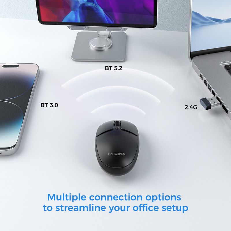 Quick Dispatch Office Silent Compact Wireless Charging White Pink Purple Mouse KYSONA_voghion.com