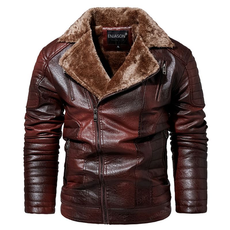 Winterplüsch-PU für harte Männer und Fell-All-in-One-Herrenlederjacke_voghion.com