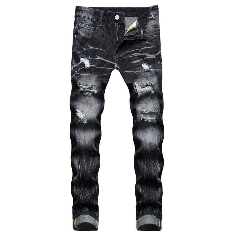 Jeans per bambini, stile street, con cuciture a fiori, modello dritto, strappato_voghion.com
