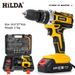 Hilda 21V Cordless Drill Driver With Lithium Battery, 1350 RPM, 25Nm Torque, 6 Variable Models (1/2 Batteries & Accessories Included)_voghion.com