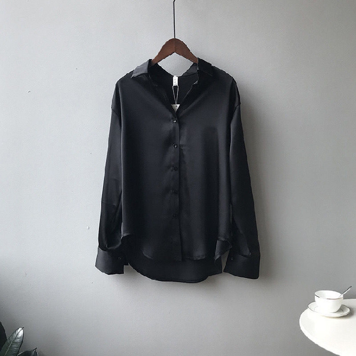 Women's design niche versatile drape retro shirt top_voghion.com