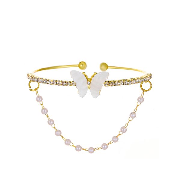 Bracciale leggero e lussuoso in madreperla a doppio strato con farfalla per donna, bracciale con perle a personalità aperta Ins Niche,_voghion.com