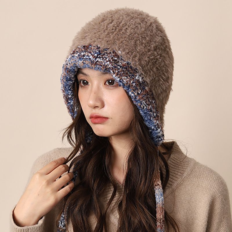 Handcrafted Large Head Circumference Plush Knitted For Children's New Autumn Winter Thickened Warm And Face Enhancing_voghion.com