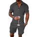 Unbeatable Quality 2025 Men's Short Sleeved Shorts Summer Small Square Casual Loose Half Zip Collar Set For Men_voghion.com