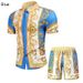 Men's Clothing Short-sleeved Court Retro Digital 3D Printed Shirt Shorts Suit_voghion.com