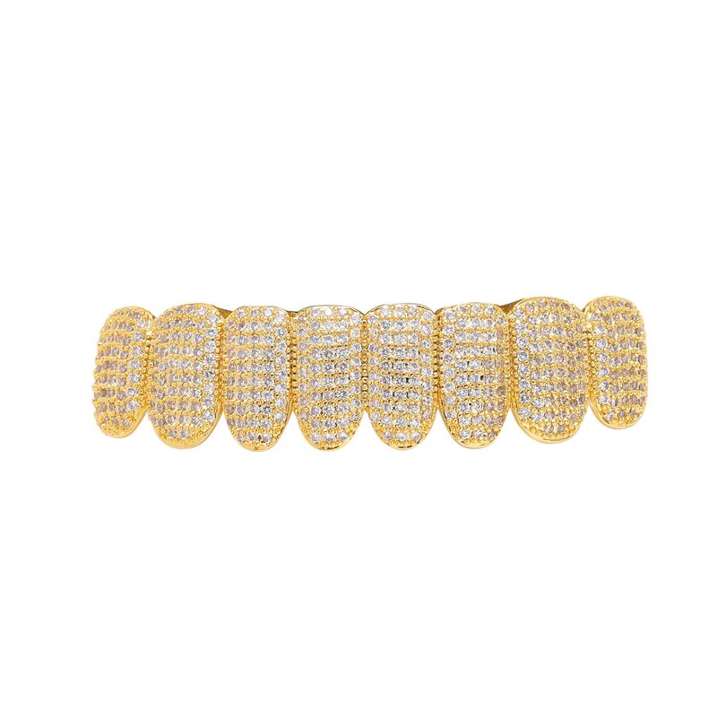 Meisa new micro inlaid eight tooth copper zircon gold braces Grillz cool men's hip hop accessories_voghion.com