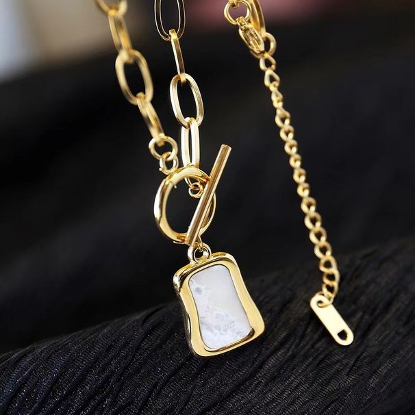 Collana con fibbia OT in madreperla irregolare, stile europeo e americano, semplice e alla moda transfrontaliera_voghion.com