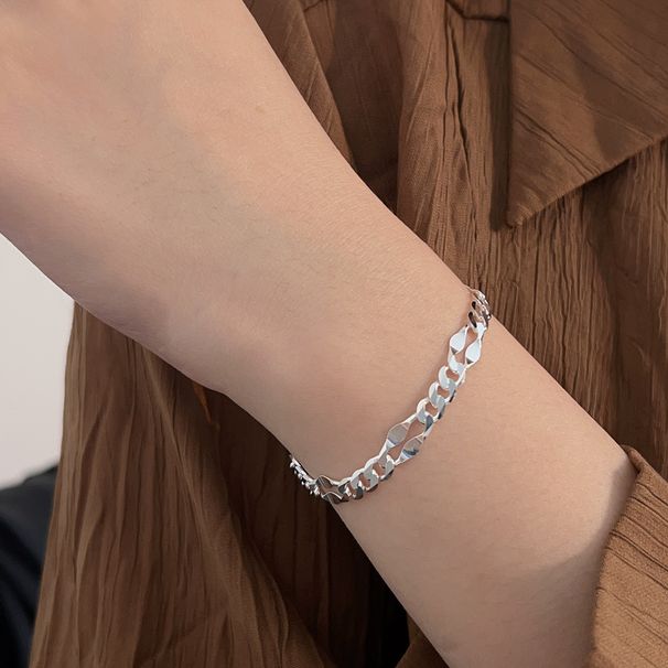 Collana cubana pesante in argento puro Chiheng S per donna, design di nicchia, stile freddo, personalità versatile._voghion.com