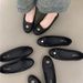 Flat Bottom Black Ballet Shoes New Temperament Elegant Round Head Shallow Mouth Soft Sole_voghion.com