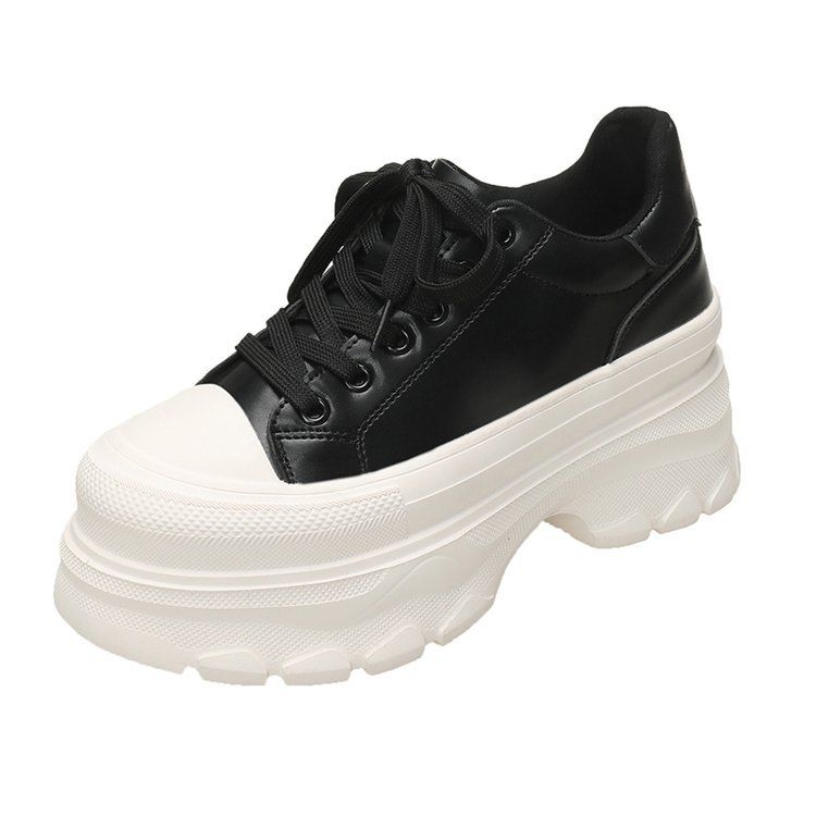 Sneakers bianche con plateau da donna - Scarpe casual comode con soletta in morbido lattice e suola in gomma antiscivolo_voghion.com