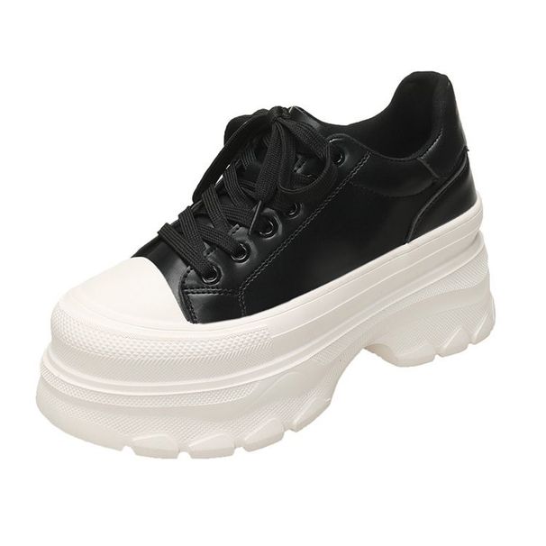 Sneakers bianche con plateau da donna - Scarpe casual comode con soletta in morbido lattice e suola in gomma antiscivolo_voghion.com