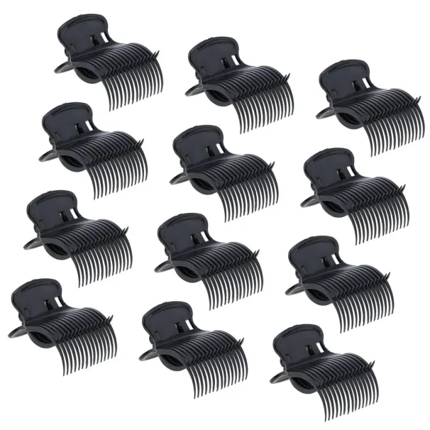 12 teile/los Kunststoff Heißer Roller Super Clips Curler Klaue Klemmen Für Frauen Weiß Schwarz Farbe Haar Zubehör_voghion.com