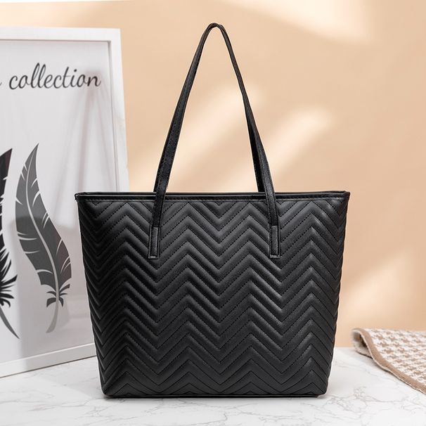 vatten rippel broderi väska trendig och generös stor kapacitet enfärgad dragkedja dam axelväska_voghion.com