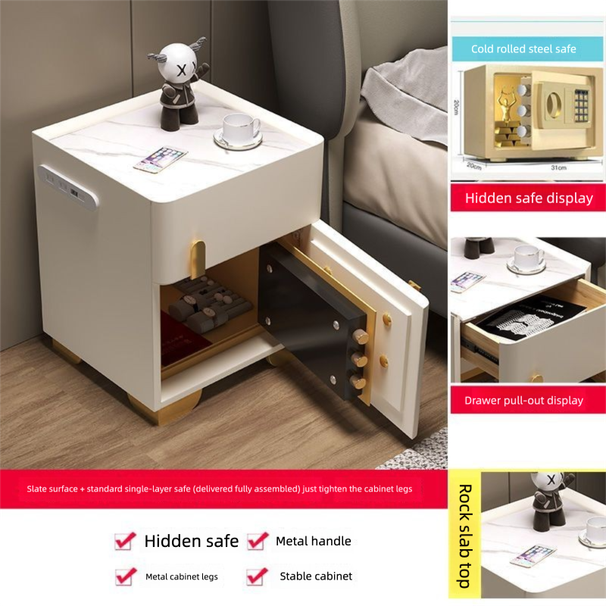 Inteligentna szafka nocna Home Smart, zintegrowana, prosta, nowoczesna, wielofunkcyjna, do sypialni, z bezprzewodowym ładowaniem, bezpieczna do przechowywania_voghion.com