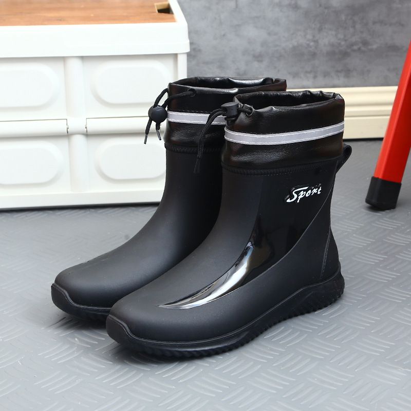 Rope Waterproof Mouth Rain Shoes for Men_voghion.com