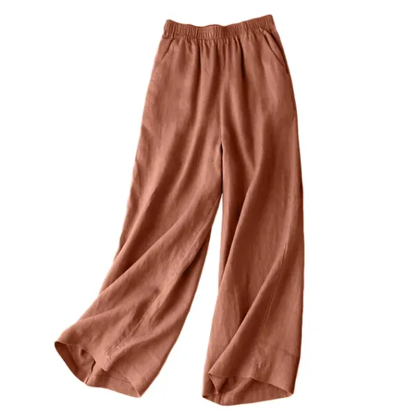Pantaloni estivi a gamba larga da donna, sottili e traspiranti, con elastico in vita, larghi, pantaloni dritti con tasche_voghion.com