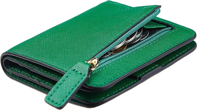 Toughergun RFID Shielded Small Compact Double Fold Luxury Leather Pocket Women's Mini Wallet with Document Window_voghion.com