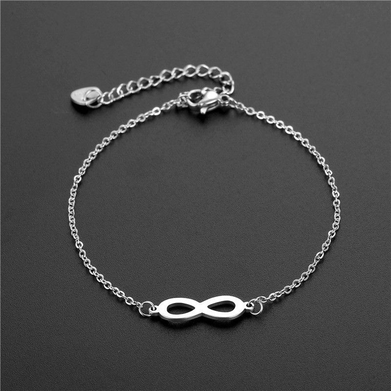 Braccialetto alla moda minimalista in acciaio inossidabile con numero fortunato 8 infinito per donna_voghion.com