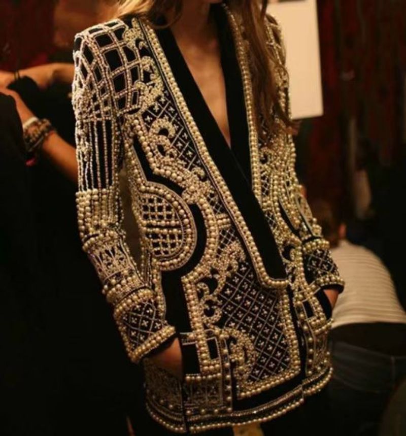 Bubble bead printed women's jacket _voghion.com