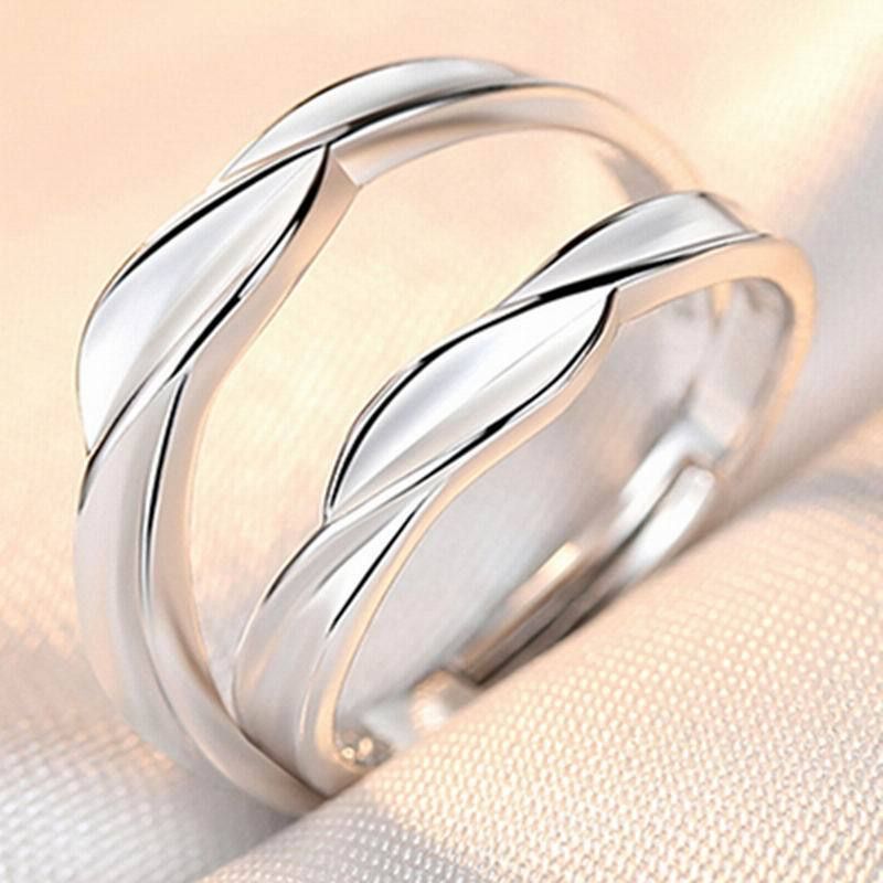Paarring: Ein einfaches, modisches koreanisches Zirkonia-Kronenpaar für Männer und Frauen, offener Hochzeitssimulations-Diamantring_voghion.com