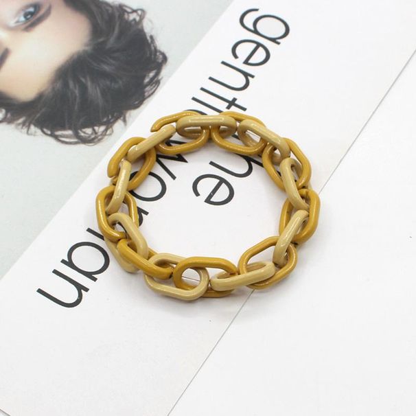 Pulsera elástica de aleación exagerada con combinación de anilla en O y cadena cubana de color caramelo, moderna y colorida_voghion.com