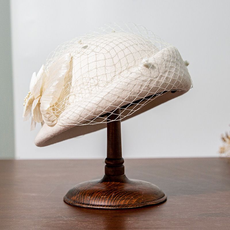 Recién llegados, sombreros de lana para invierno, tocados para mujer, elegante sombrero tipo pastillero, velo de fieltro, sombrero formal para fiesta, boda, sombrero de fieltro, gorra para mujer_voghion.com